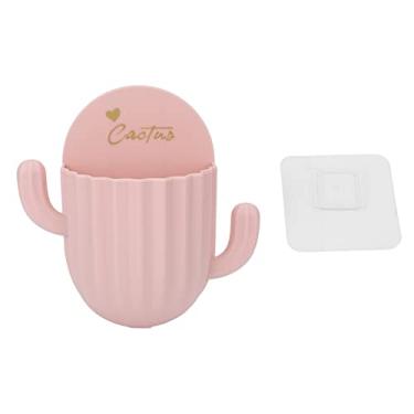 Imagem de Caixa de armazenamento montada na parede, pasta de dente em formato de cacto, pente, organizador, adesivo forte, banheiro, montagem na parede, economiza espaço, material ABS 14,5 (Rosa Coral)