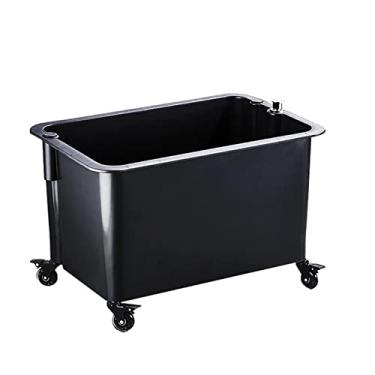 Imagem de TRGCJGH Pia de esfregão móvel, balde de esfregão utilitário, carrinho de limpeza com suporte de esfregão e vassoura, organizador de ferramentas de limpeza (5 compartimentos e 6 ganchos, B)