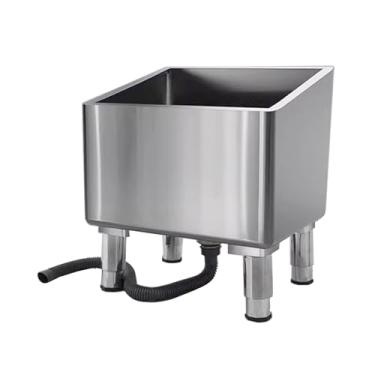 Imagem de TRGCJGH Pia de esfregão de montagem no chão, bacia de serviço de esfregão de aço inoxidável, pia de lavanderia comercial lavatório utilitário esfregão piscina para cozinha/restaurante (tamanho: 45 x