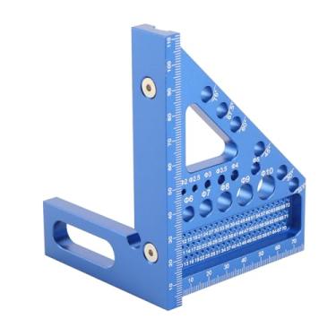 Imagem de Ymiko Régua de Medição Multiângulo de Liga de Alumínio, Desgaste à Prova de Ferrugem Anodizado Com Pino de Desenho Ajustável para Construção de Madeira DIY (BLUE)