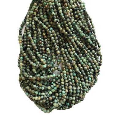 Imagem de Lady Works Fio de pedra natural turquesa africana de 33 cm, contas facetadas redondas de 4 mm para fazer joias DIY | Beads_00398