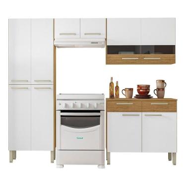 Imagem de Cozinha Com Balcao Nala 222 Cm Freijo Supremo Cp Ripado Freijo Ktp