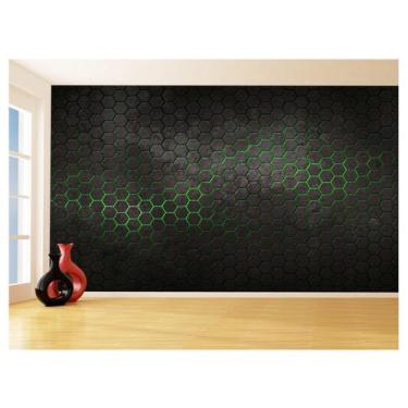 Imagem de Papel De Parede 3D Hexágonos Moderno Gamer Verde 3,5M Txt43 - Você Dec