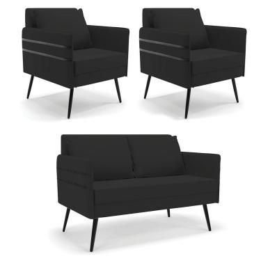 Imagem de Kit 01 Namoradeira 02 Lugares E 02 Poltronas De Ferro Preto