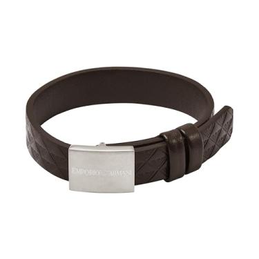 Imagem de Emporio Armani Pulseira masculina de couro preto (modelo: EGS3135040), One Size, Couro, Sem Pedra Preciosa