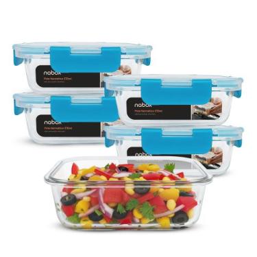 Imagem de Kit 5 Potes De Vidro Herméticos Trava Mega Resistentes 370ml - U4HOME,