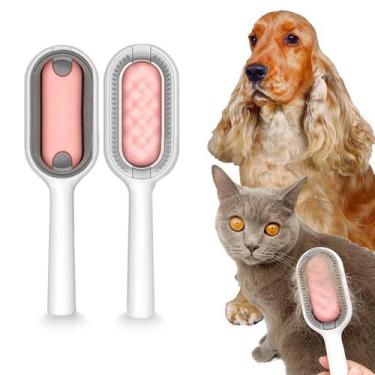 Imagem de Escova Removedor Tira Pelos Pet Animais Rosa 3 Em 1 - Shop Mix