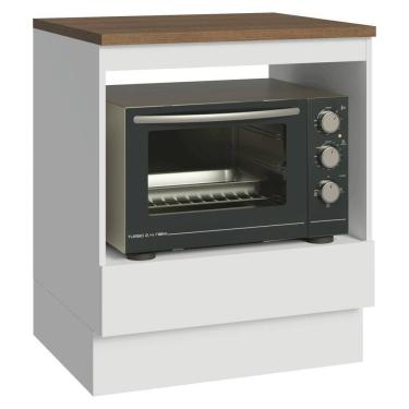 Imagem de Balcão para Forno/Micro-ondas 70 cm 1 Gaveta Branco Tampo Rustic Madesa