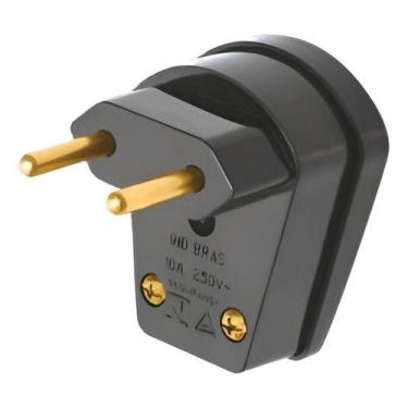 Imagem de Plugue Macho 2 Pinos Fame 10A Grande Lateral 90 Preto
