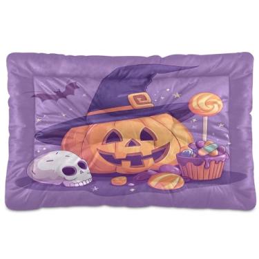 Imagem de SEHANY Cama de Halloween Pumpkins para cães e gatos com fundo antiderrapante, cama de canil, colchão macio para animais de estimação, lavável para cães pequenos, médios e grandes, gatos, 61 x 45 cm