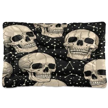 Imagem de SEHANY Cama de caveira vintage para cães e gatos com fundo antiderrapante, cama de canil, colchão macio para animais de estimação, lavável para cães pequenos, médios e grandes, gatos, 91 x 61 cm