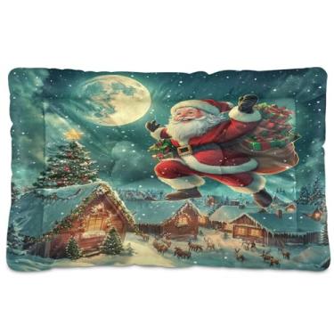 Imagem de SEHANY Cama de Natal para cães de Papai Noel, cama de gato com fundo antiderrapante, cama de canil, colchão macio para animais de estimação, lavável para cães pequenos, médios e grandes, gatos, 91 x