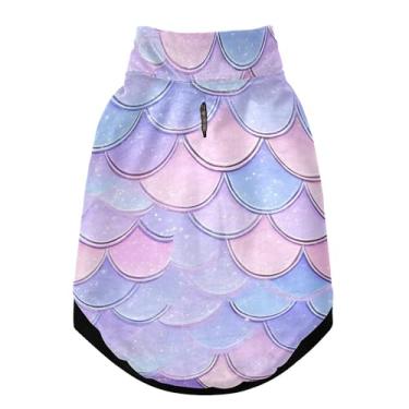 Imagem de SEHANY Casaco de cachorro com escama de peixe arco-íris para cães pequenos, superquente à prova de vento, jaqueta de inverno macia e aconchegante para clima de neve fria com coleira para animais de