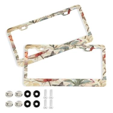 Imagem de SEHANY Molduras de placa de carro rosa dos namorados, capas de moldura de placa de carro de alumínio à prova de ferrugem com orifícios elípticos e parafusos serve para veículos padrão dos EUA tamanho