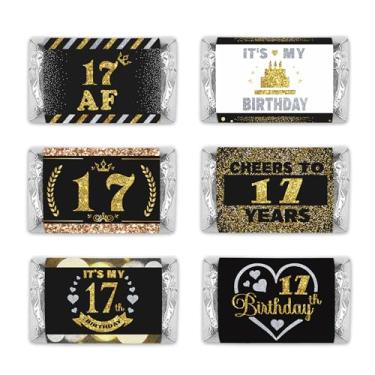 Imagem de PHOHUI HAVE A NICE TIME Black and Gold 17th Birthday Party Mini Candy Bar Wrappers,Mini Candy Bar Wrappers Birthday Party Favors, Pack of 54. (17)