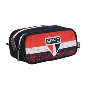 Imagem de Estojo Infantil Escolar Duplo Futebol Tricolor