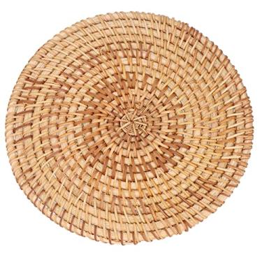 Imagem de ZAWELIYO Jogo Americano Redondo Tecido de Vime Natural Trançado Resistente Ao Calor para Grandes Vasos Pratos Quentes para Cozinha e Sala de Jantar Vietnamita Outono Rattan (16cm)
