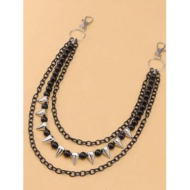 Imagem de Corrente de cintura para decoração de calças, rebite em camadas com miçangas, bolsa moderna, charmosa, corrente de calça para homens e mulheres, presentes de amizade para mulheres, presentes de Natal