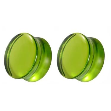 Imagem de Niaspi Túneis de orelha com alargador duplo verde transparente, alargador de 6 a 25 mm, alargador de orelhas, piercings corporais, joias para mulheres e homens (6 mm)