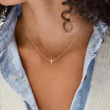 Imagem de Colar com pingente feminino, colar gargantilha elegante | colares de ouro/prata para mulheres, joias da moda | Presente de festa, banhado a ouro 14 quilates/banhado a prata, Standard, Latão, Sem Pedra