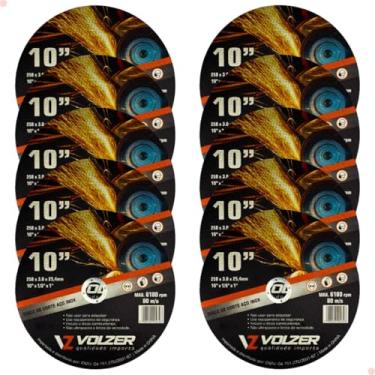 Imagem de Volzer, Kit 10 Discos de Corte Policorte Volzer Aço Inox 10 Pol x 3mm x 1 Pol 5316