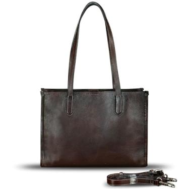 Imagem de Bolsa tiracolo feminina de couro legítimo, bolsa Hobo, vintage, bolsa de mão, Café, Medium