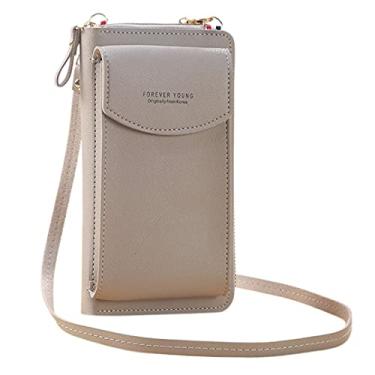 Imagem de Bolsa Feminina Ombro Pequena Porta Carteira e Celular Transversal (Cinza)