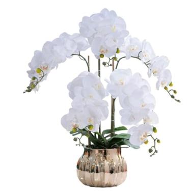 Imagem de LMJYU Orquídeas Falsas Flor Artificial de Seda com Vaso Goud Flores Phalaenopsis Artificiais 68 cm Orquídea Artificial Floral Falso