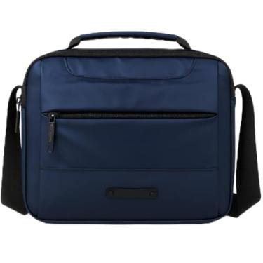 Imagem de Bolsa Carteiro Masculina Impermeável Nylon Transversal Ombro Tiracolo 4 Bolsos Várias Divisórias (Azul)