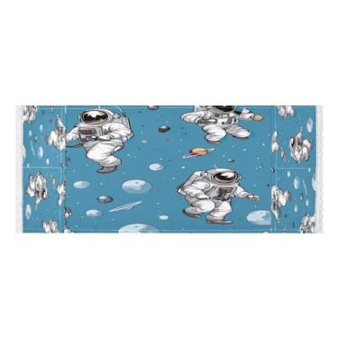 Imagem de Wassud Capas de lavadora e secadora padrão astronauta, protetor de lavadora com sacos de armazenamento, capa de geladeira à prova de poeira com bolsos para lavanderia doméstica, cozinha, 120 x 55 cm