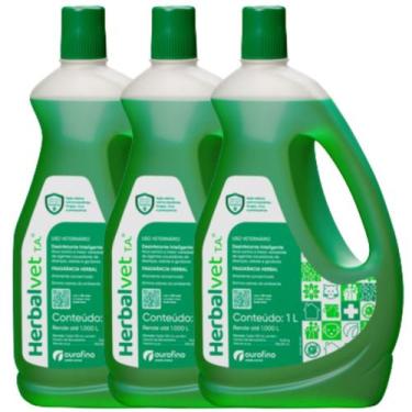 Imagem de Kit 3 Herbalvet Higienizador de Ambientes e Desinfetante Ouro Fino 1L 