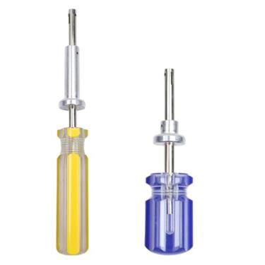 Imagem de Woogim Ferramenta de terminação de cabo coaxial para caixas de TV, cabo de 10 cm azul e 17,8 cm amarelo CATV ferramentas de travamento e destravamento, aderência confortável para uso prolongado