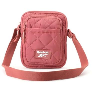 Imagem de Reebok Bolsa feminina - Bolsa de viagem acolchoada com alça ajustável - Bolsa tiracolo feminina, Rosa murcha acolchoada, One Size