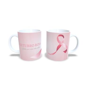 Imagem de Caneca de Cerâmica 325ml Outubro Rosa, Tema Conscientização, Acabamento Brilhante, Resistente a Microondas, Reutilizável (1084)