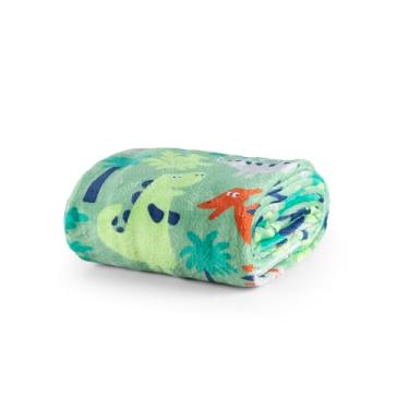 Imagem de Cobertor Manta Microfibra Solteiro 01 Peça (Toque Aveludado) (Dinossauro Verde)