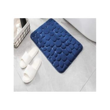 Imagem de Tapete de Banheiro Antiderrapante com Efeito 3D Tapete Absorvente em Lã Coral para Box Lavatório e Banheira (Azul)