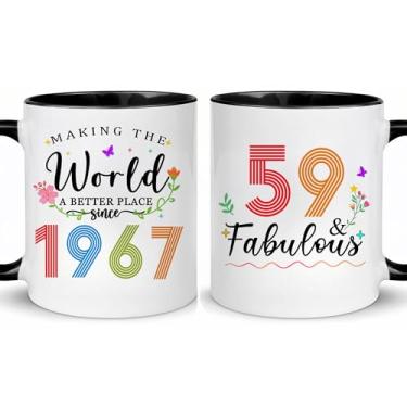 Imagem de Choinn 1967 Presentes de aniversário de 59 anos para mulheres e homens, 59 anos, presente de aniversário, caneca de café para mãe, pai, avó, vovô, ideias de presentes de aniversário de 59 anos, Dia