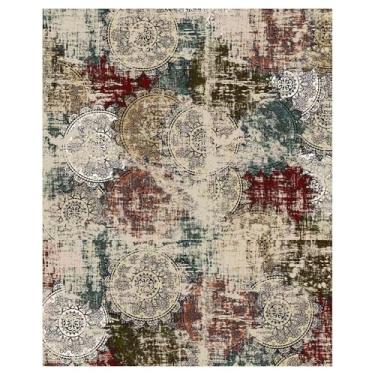 Imagem de Tapetes de sala de estar 30 x 38: tapetes grandes laváveis antiderrapantes para quarto - Tapete abstrato fino baixo macio resistente a manchas para área de sala de jantar de alto tráfego (30 x 38