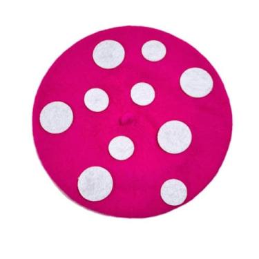 Imagem de yolrdiw Chapéus de inverno fofos de cogumelo combinando para mãe e filha, acessório para cosplay, boina francesa para meninas e mulheres, rosa vermelha
