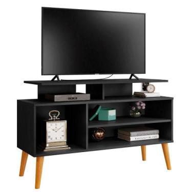 Imagem de Rack Bancada Para Tv De Até 42 2 Prateleiras Lynne Preto/canela - CARM