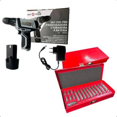 Imagem de Furadeira e Parafusadeira a Bateria 12V SGT7101 Pro Com Jogo De Bits R