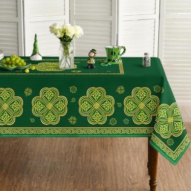 Imagem de Horaldaily Toalha de mesa retangular do Dia de São Patrício 152 × 354 cm, trevo verde, vintage, lavável, sazonal, para decoração de festa, piquenique, jantar