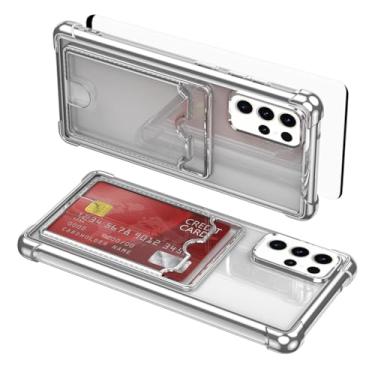 Imagem de Asuwish Capa de celular para Samsung Galaxy S23 Ultra 5G com protetor de tela de vidro temperado e suporte de cartão rígido à prova de choque acessórios S23Ultra 23S S 23 23Ultra 17.3 cm feminino