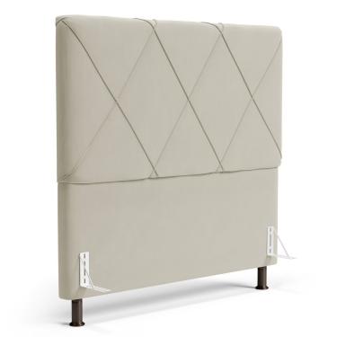 Imagem de Cabeceira Cama Box Casal Queen Size Mel 160cm Com Frame Veludo Bege - Abmaza