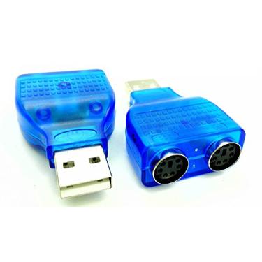 Imagem de zdyCGTime (Pacote com 2) teclado de mouse azul USB A macho para adaptador conector fêmea PS/2 duplo, novo adaptador USB macho para 2 PS/2 fêmea ativo divisor T