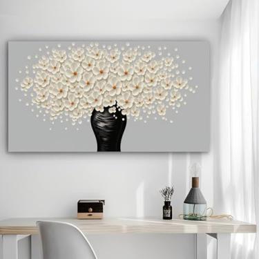 Imagem de Arte de parede em tela rústica para vaso de flores - Pôster sem moldura de 30 x 61 cm - Decoração de casa e escritório para sala de estar, quarto, cozinha e café