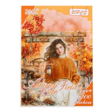 Imagem de Auguro PET 20 folhas 200 adesivos de outono pré-cortados para scrapbooking, paisagem, pessoas, scrapbook, adesivos transparentes para livros de recortes de jornais