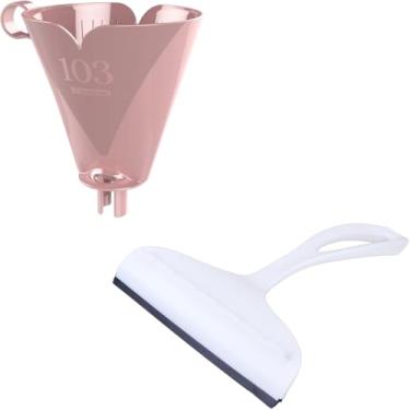 Imagem de Conjunto de 1 Rodo Plástico Multiuso Branco com Raspador 18cm + 1 Suporte de Filtro de Café Tam. 103 Rosa