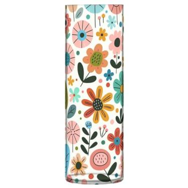 Imagem de JUZIHAI Vaso de flores para flores 9,9 cm x 30 cm Cilindro de plástico moderno vaso de flores para centro de mesa de casamento decoração de casa