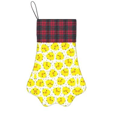 Imagem de SKKNT Meias de Natal com estampa de galinha amarela para animais de estimação, decoração de Natal, cães, gatos, árvores, doces, presente, conveniente
